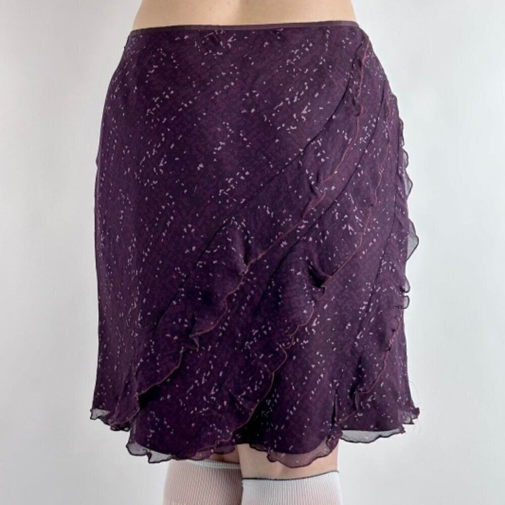Ann Taylor Silk Purple Ruffle Skirt Size 16 - Picture 2 of 15